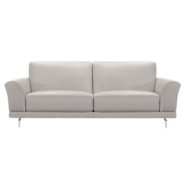 Armen Living Everly Contemporary Sofa in Genuine Dove Gray Leather with Brushed Stainless Steel Legs LCEV3GR - main
